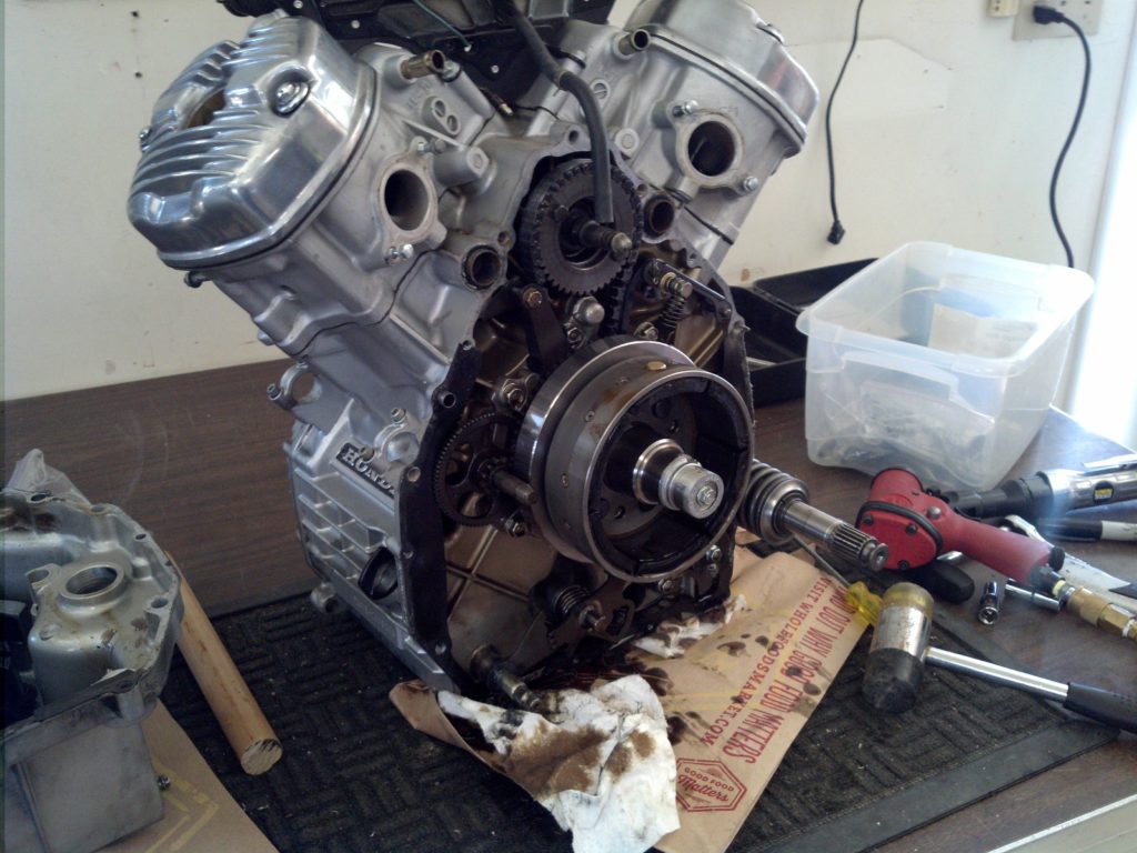 CX500 engine with rear cover off